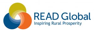 Logo for READ Global with three overlapping circles in yellow, blue, and orange, accompanied by the text "READ Global Inspiring Rural Prosperity."