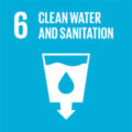 Icon representing Sustainable Development Goal 6: Clean Water and Sanitation. It features a water droplet in a glass, symbolizing access to clean water.