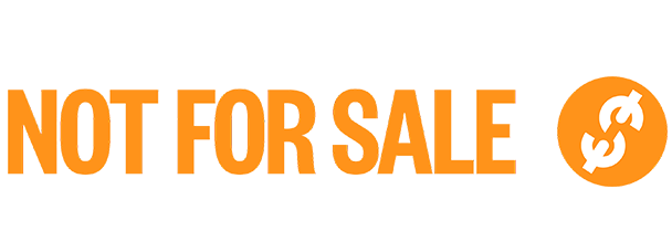 The image contains the text "NOT FOR SALE" in bold orange letters with a circular logo featuring two curved arrows.