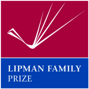 Logo for the Lipman Family Prize, featuring a stylized white dove on a red background above the text "Lipman Family Prize" in a blue box.